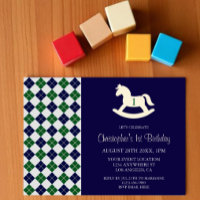 Cavalo Mecedor Preppy Argyle 1º Aniversário