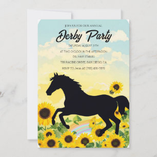 Convites Cavalo Preto Silhueta Girassol Kentucky Derby Pa