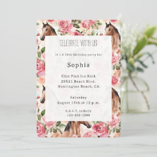 Convites Cavalos Bonito Rosas Rosa Rosa Noivado Floral