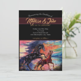 Convites Cavalos de aquarela romântica de céu infinito