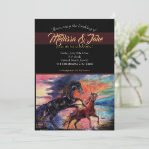 Convites Cavalos de aquarela romântica de céu infinito