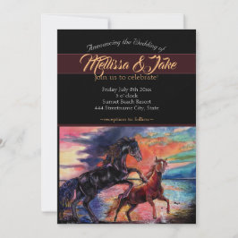 Convites Cavalos de aquarela romântica do céu infinito