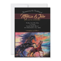 Cavalos de aquarela romântica do céu sem fim 