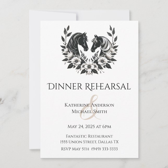 Convites Cavalos de Casamento e Flores do País (Frente)