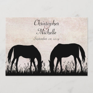 Convites Cavalos Grazing Casamento Equestre