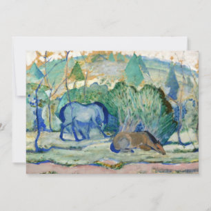 Convites Cavalos Pastando por Franz Marc, Arte Fino Vintage