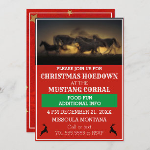 Convites Cavalos Selvagens Correndo no Natal Ocidental