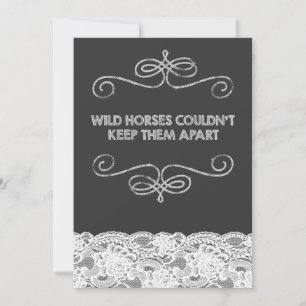 Convites Cavalos Selvagens Quadro Negro Casamento Vintage