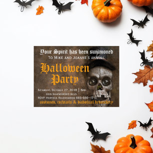 Convites Caveira assustadora e assustadora com festa de Hat