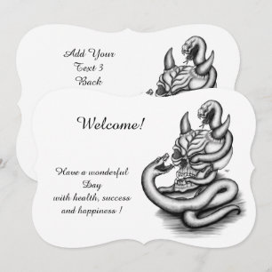 Convites Caveira - Cabeça Diabo com Cobra, Adicione Seu Te