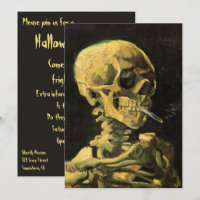 Caveira com Cigarro Aceso de Van Gogh Halloween