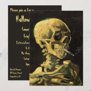 Convites Caveira com Cigarro Aceso de Van Gogh Halloween