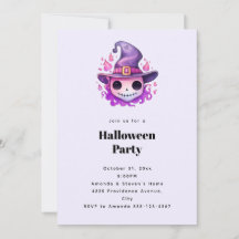 Caveira em um Chapéu de Bruxa Festa de Halloween C