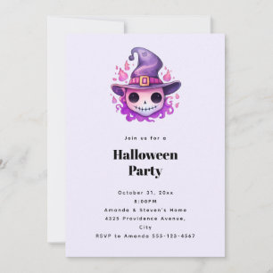 Convites Caveira em um Chapéu de Bruxa Festa de Halloween C