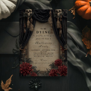 Convites Caveira Gótica e Festa de Halloween de Rosas