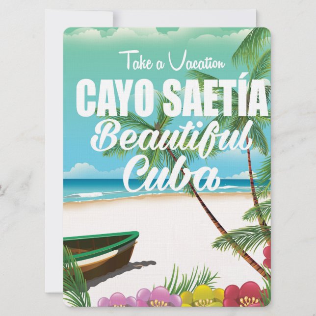 Convites Cayo Saetía Cuba poster de férias de praia (Frente)