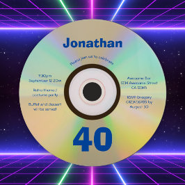 Convites CD do aniversário de 40 anos Party Retro 90s Music
