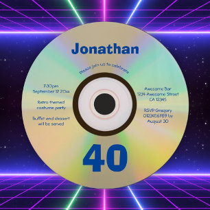 Convites CD do aniversário de 40 anos Party Retro 90s Music