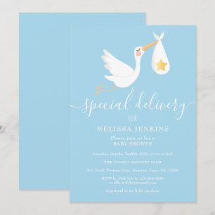 Convites Cegonha de Entrega Especial Estrela Baby Shower Sp