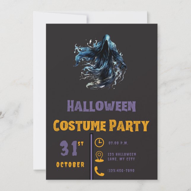 Convites Ceifador Sinistro Preto Halloween (Frente)