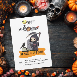 Convites Ceifeiro Corvo Preto Cemitério Crianças Halloween