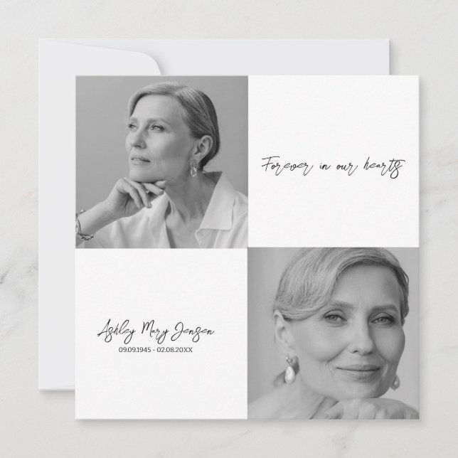 Convites Celebração a preto e branco do Funeral Fotográfico (Frente)