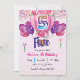 Convites Celebração a rosa: 5 de Confetti Balão Aniversário