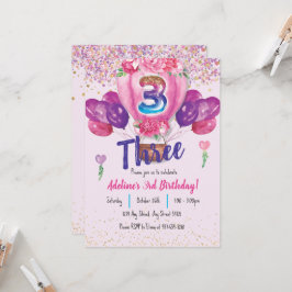 Convites Celebração a rosa: aniversário de 3 anos de Confet