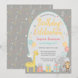Convites Celebração Amarelo de Nascimento de Animais de Fes