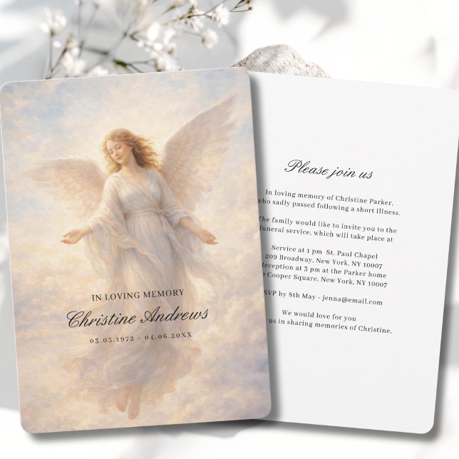 Convites Celebração Angelical da Vida Funeral (Angel Celebration of Life Funeral Invitation. Print & Instant Download.)