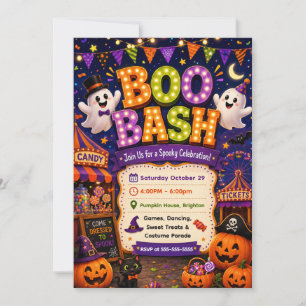 Convites Celebração Assustadora do Cute Boo Bash