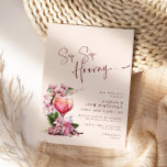 Convites Celebração Boho Mauve de Boho Hooray<br><div class="desc">Caligrafia elegante "Sip Sip Hooray" festa de aniversário cor-de-rosa,  floral e champanhe.</div>