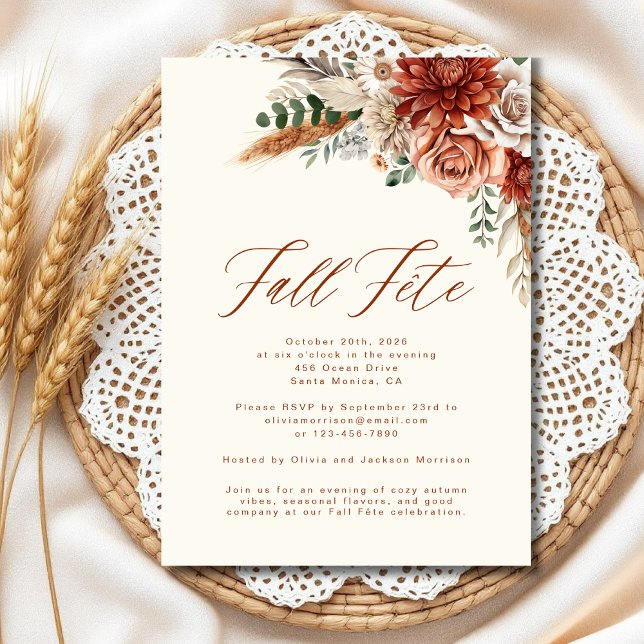 Convites Celebração Boho Wildflower Fall Fete (Criador carregado)