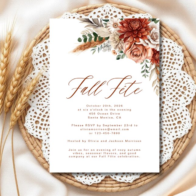 Convites Celebração Boho Wildflower Fall Fete (Criador carregado)
