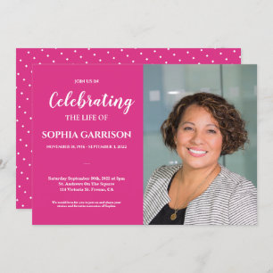 Convites Celebração Brilhante Rosa da Vida com o Funeral Fo