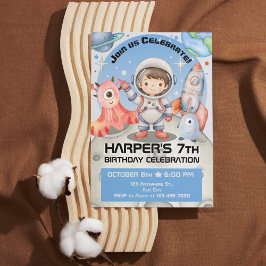 Convites Celebração Celestial: Astronauta Azul Claro