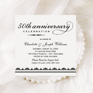 Convites Celebração Clássica de 50 Anos de Casamento