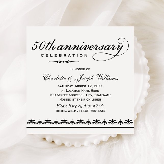 Convites Celebração Clássica de 50 Anos de Casamento (Criador carregado)