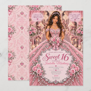 Convites Celebração Cor-de-Rosa dos 16 Anos