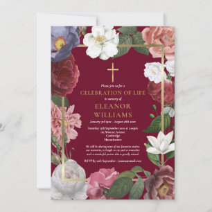Convites Celebração Cristã da Vida Floral Borgonha