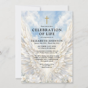 Convites Celebração Cristã das Asas do Anjo da Vida Funeral