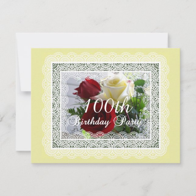 Convites Celebração da 100ª Festa de aniversário - Rosas Ve (Frente)