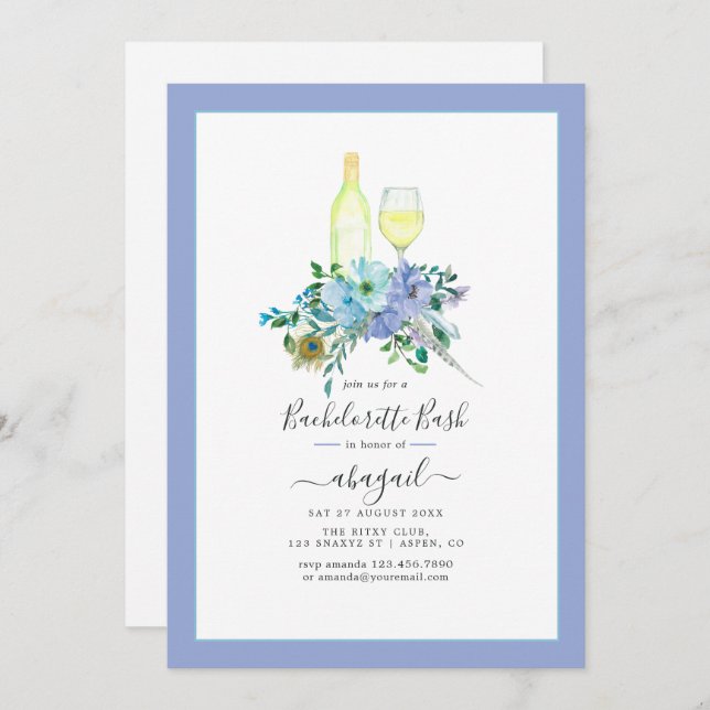 Convites Celebração da Bachelorette Boho Wine Encantadora (Frente/Verso)