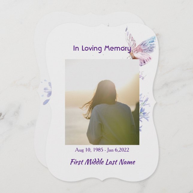 Convites Celebração da Borboleta Convidada do Serviço de Vi (Frente/Verso)