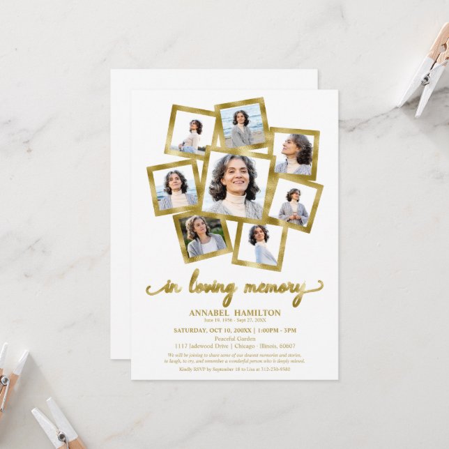 Convites Celebração da Colagem de Fotos do Funeral Life (Frente/Verso In Situ)