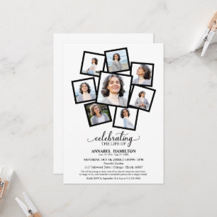 Convites Celebração da Colagem de Fotos do Life Funeral Inv