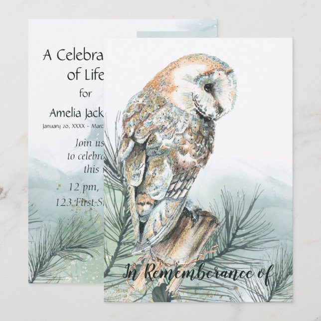 Convites Celebração da Coruja-de-Barão-Vivo (Frente/Verso)