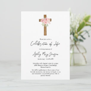 Convites Celebração da Cruz Rosa da Vida Funeral