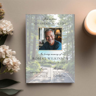 Convites Celebração da estrada da floresta Foto Funeral