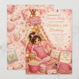 Convites Celebração da Festa de Dormir Rosa